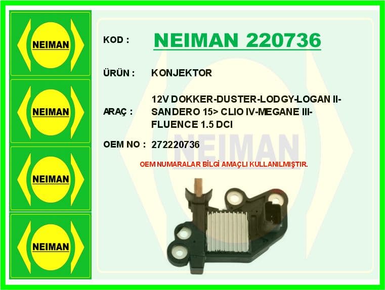Konjektor 12V Dokker-Duster-Lodgy-Logan II-Sandero 15> Clio IV-Megane III-Fluence 1.5 dCi