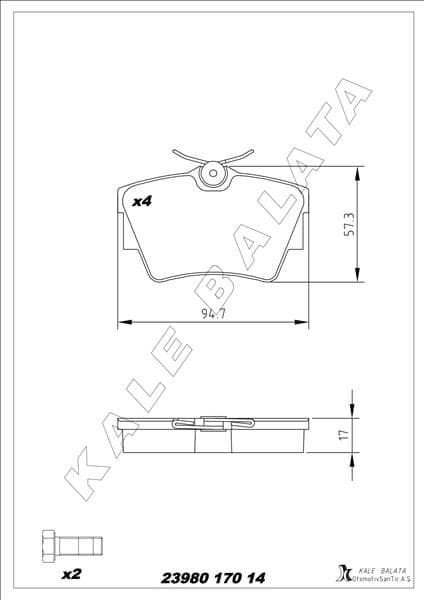 Arka Fren Balatası Renault Trafic II 06> Trafic III 15> Opel Vivaro A 06> Vivaro B 15>