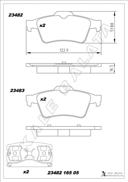 Arka Balata Renault Laguna II 01>07 Megane II 02>08 Latitude 11> Vectra C 03>FOCUS II 05>CONNECT 06> Cmax 06> Primera 02>