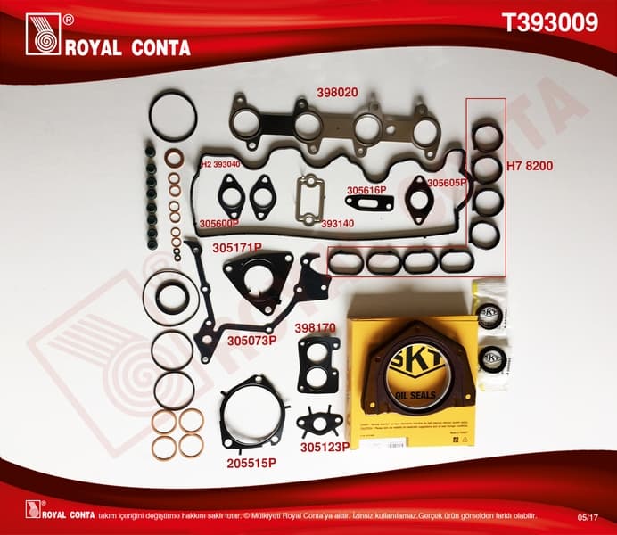 Motor Takım Conta SKT Keçeli/sub.lastikli/skc Siz Doblo-Punto 1.9 DZL