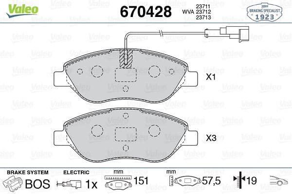 Ön Fren Balatası Fişli Fiat Bravo II 08>14 Egea HB 15> Alfa Romeo Mito 08>15 Lancia Delta III 08>14 1.3D MTJ 1.4TB 1.6D MTJ 1.9D MTJ 2.0D MTJ Büyük Tip