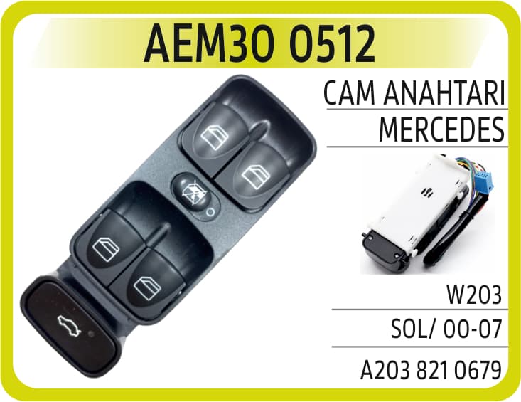 Cam Anahtarı Mercedes W203 Sol/ 00-07