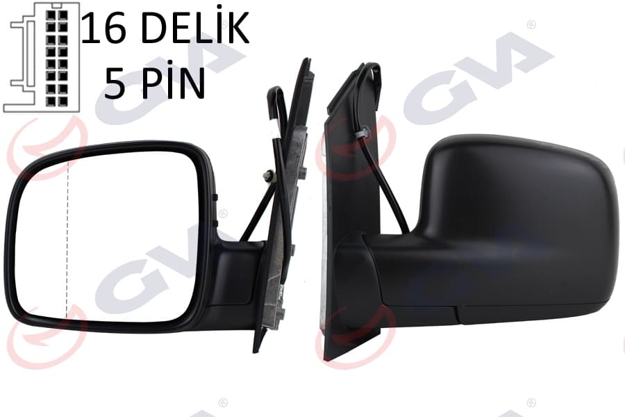 Diş Dikiz Aynasi Sol Caddy 04> Elektrikli İsitmali Asferik 5 Fiş VM-375EHAL