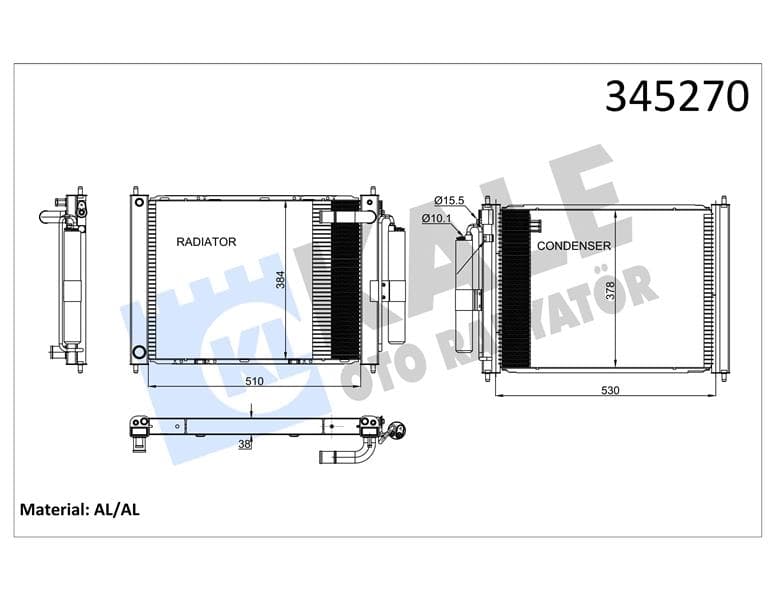 Klima Kondenseri Nissan Micra 1.2-1.4 16V 02-10 Radyatör-Klima Birleşik Oto.-Mek. Al/al