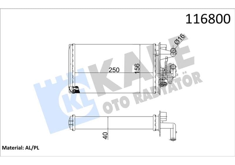 Kalorifer Radyatörü TMPR 1.6-2.0 Musluksuz 2 Sira Al PL Sistem