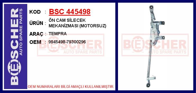 Ön Cam Silecek Mekanizmasi Motorsuz Tempra