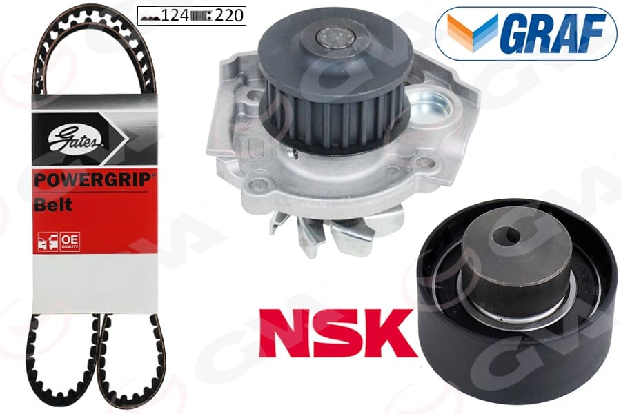 Devirdaimli Eksantrik Gergi Kiti 124x220 Brava 1.2 16V-Bravo I-II 1.2 -1.4-Doblo 1.4-Linea-Palio 1.2 Marea