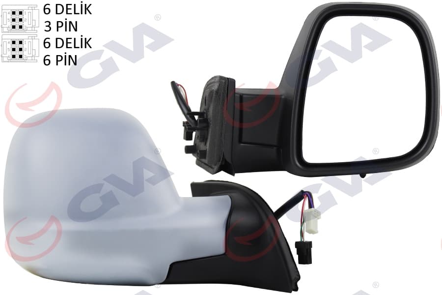 Diş Dikiz Aynasi Elektrikli Katlanir Sağ Partner-Berlingo 13- Astarli Konveks Cam Sensörlü VM-8118EBPSR
