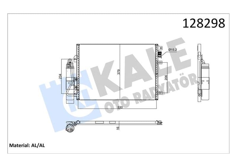 Klima Konderseri Radyatörü Renault Clio II 98>05 Clio Symbol I 01> Kangoo 97> Symbol II 08>14 1.2 D7F 1.4 K4J 1.5dCi 1.9dTi F9Q Kurutucu İle