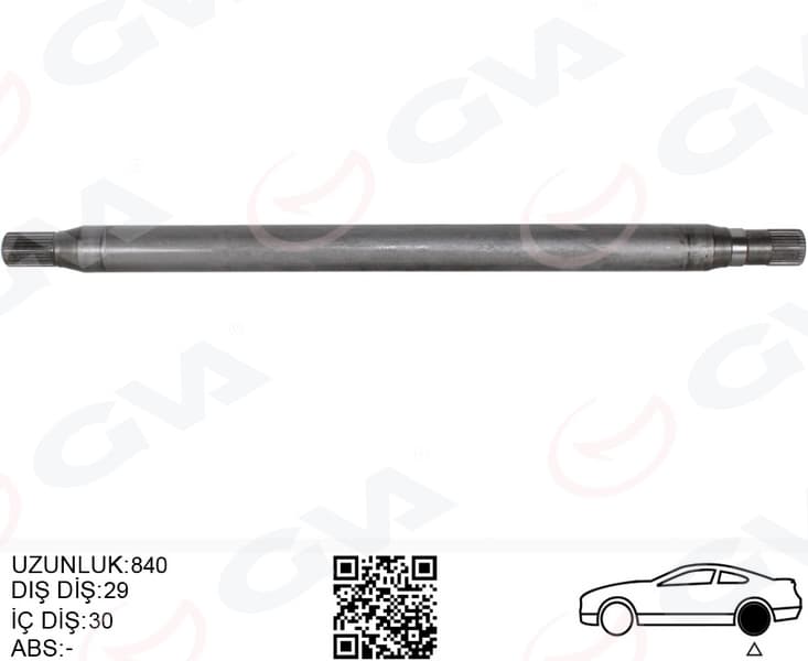 Aks Mili Arka Sol Kalın Kisa 840mm Mercedes Sprinter B906 . VW Crafter 30-35-50 Z:29-30