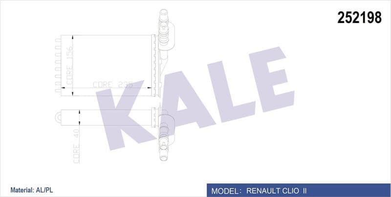 Kalorifer Radyatörü Clio II 00>SYMBOL II 08> 234x158 2 Sira Al PL Sistem