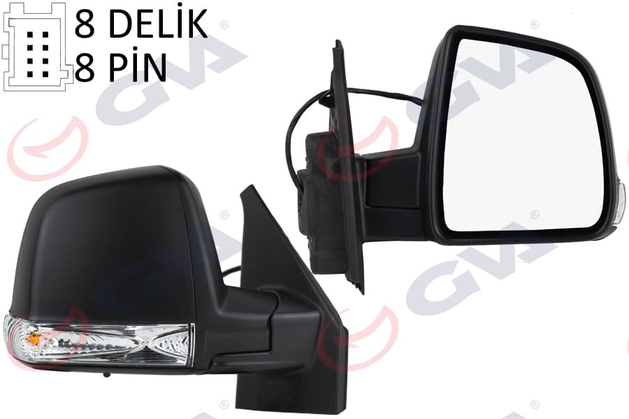 Diş Dikiz Aynasi Sağ Doblo 11> Elektrikli Sinyalli Siyah Kapaklı Tek Cam Konveks 8 Fiş VM-668EHR