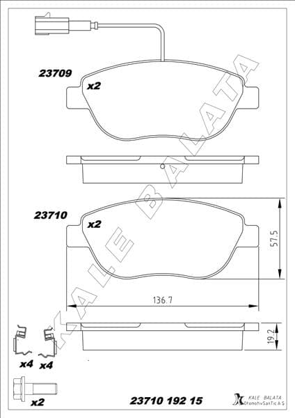 Ön Fren Balatası Opel Combo D 12> Punto Evo 1.3-1.4-1.6D MTJ 09 > 500-500C 1.3DMJ 10 > Grande Punto 1.6DMTJ 09 >