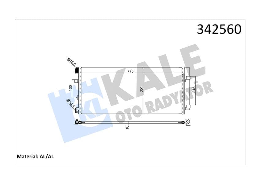 Klima Radyatörü Kondenseri Renault Master III 10> Opel Movano B 10> 2.3dCi 775x351x16 Alüminyum Kurutucu İle