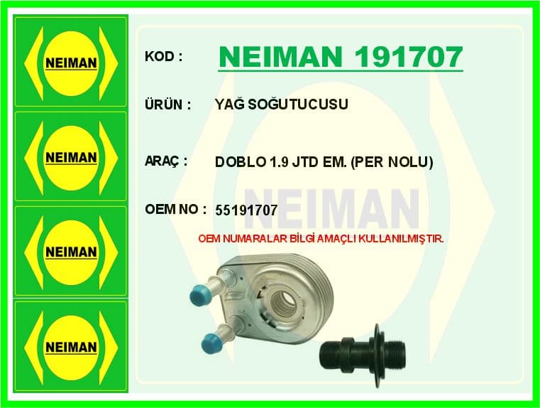 Yağ Soğutucusu Doblo 1.9 JTD Em. Per Nolu