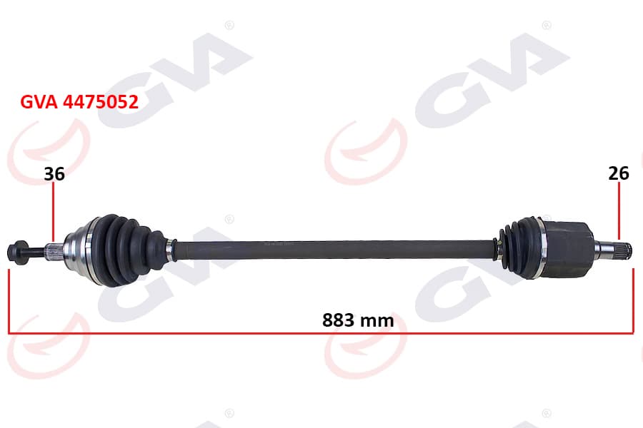 Komple Aks Sağ Golf VI 1.6i Auto. 08-13 883mm