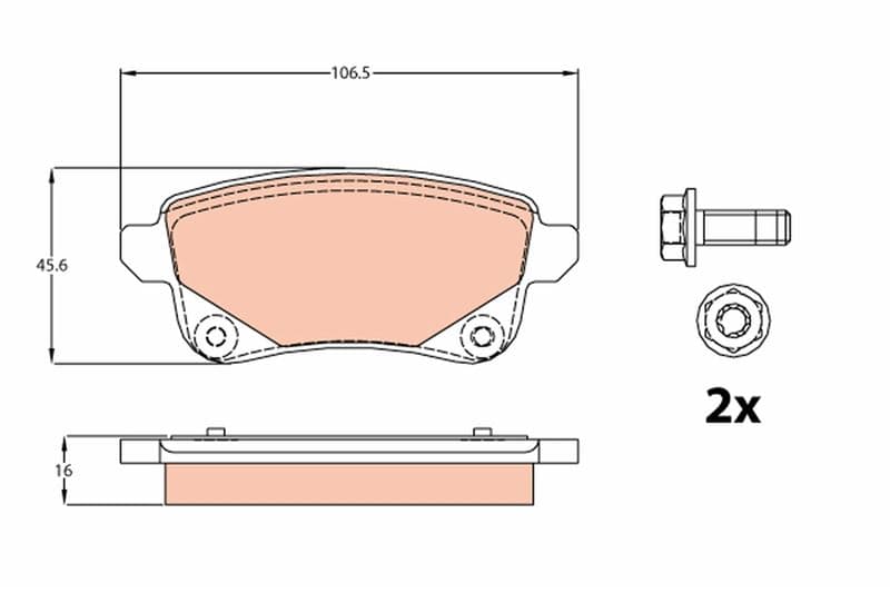 Arka Disk Fren Balatası Renault Grand Scenic III 09>16 Scenic III 09>16 Scenic IV 16> Talisman 15> Megane IV 15> 106.5x45.5x16