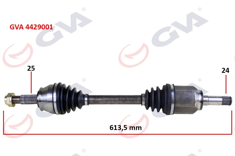 Komple Aks Sol Doblo 1.9 JTD 01> Doblo-Albea 1.3 MTJ 05> 613.5mm