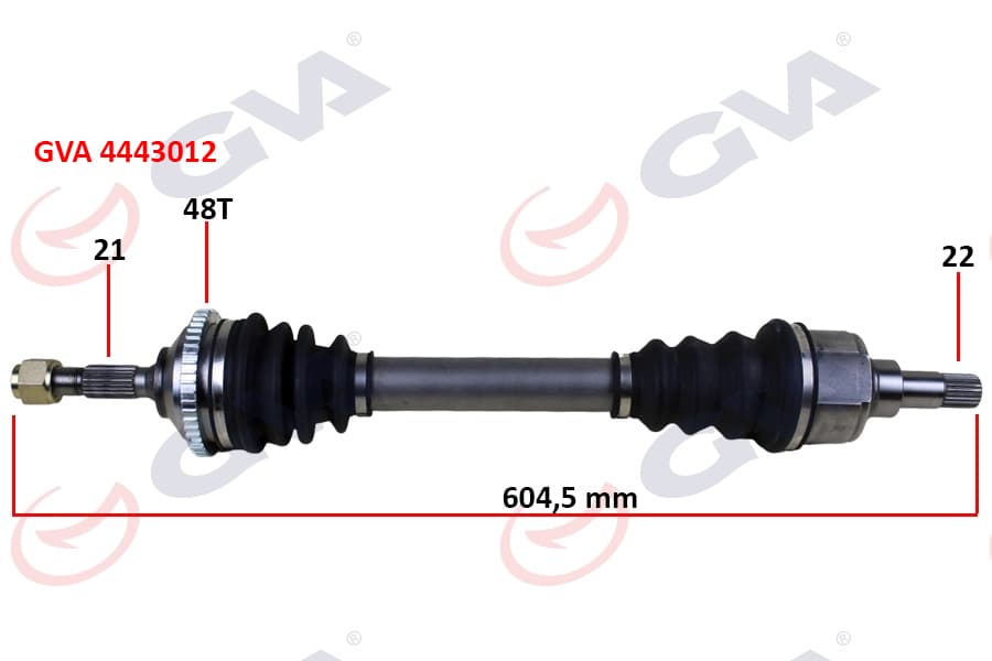 Komple Aks Sol Peugeot 206 1.6i 98-06 TU5 Abs Li 48 Diş 604mm