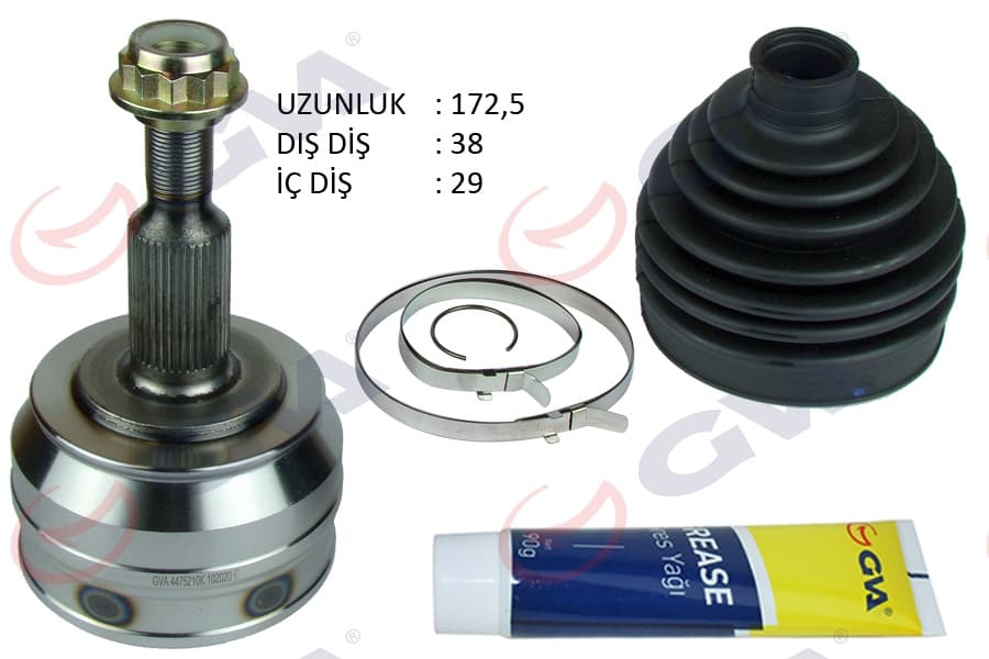 Aks Kafası Diş Ön Transporter T5 2.5 TDI 04-10 Axd 38x29x63 172.5mm