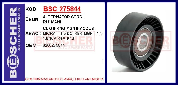 Alternatör Gergi Rulmanı Rulmanı Clio II-KNG-MGN II-Modus-Micra III 1.5 dCi K9K-MGN II 1.4-1.6 16V K
