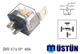 Mini Role Şeffaf 24V 5P 40A 87a