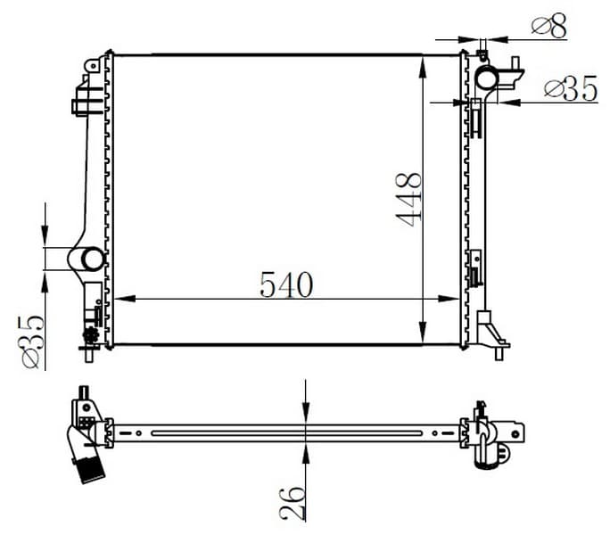 Radyatör Brazing MGN IV-1.5 dCi- 1.2TCE-1.6 16V Ac Mek 540X448X26