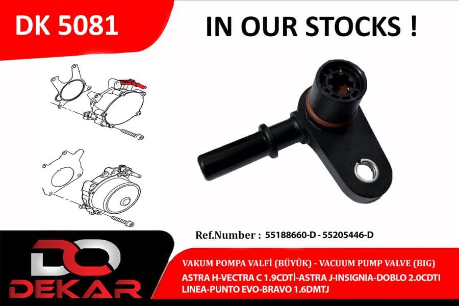 Vakum Pompa Valfi Astra H-Vectra C 1.9CDTİ-Astra J-İnsignia-Doblo 2.0CDTI-Linea-Punto Evo-Bravo 1.6D MTJ