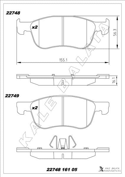 Disk Fren Balatası Ön Ford Fiesta 1.0/1.1/1.5D 01/17> Ford Fiesta ST 1.5 04/18> Courier V-769 18>