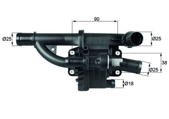 Termostat Gövdesi Ford Peugeot Fiesta-Courier-Focus-207-308-Partner-C4-C5 07> 1.4-1.5-1.6 TDCi Euro 5