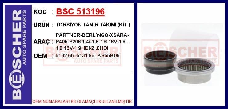 Torsiyon Tamir Takımı Kiti Partner-Berlingo-Xsara-P405-P206 1.4i-1.6 16V-1.8i-1.8 16V-1.9HDI-2.0HDI
