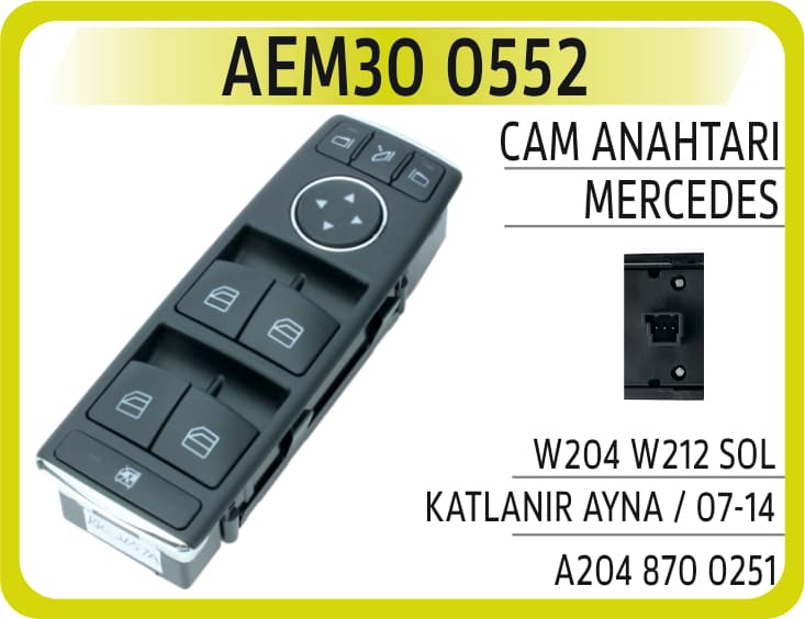 Cam Anahtarı Mercedes W204 W212 Sol Katlanir Ayna