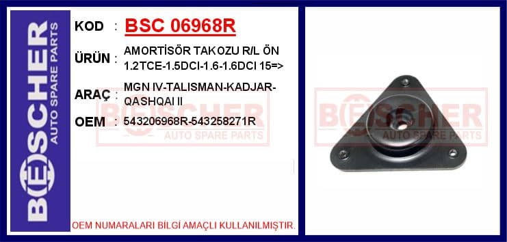 Amortisör Üst Takozu Sağ-Sol Renault Megane IV 15> Kadjar 15> Nissan Qashqai II J11 13> 1.2 Tce 1 .5dCi 1.6 16V 1.6dCi