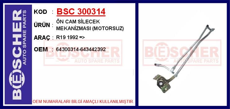 Ön Cam Silecek Mekanizmasi Motorsuz R19 1992 >