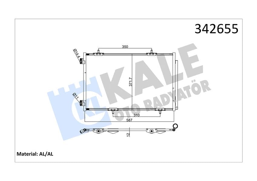 Klima Radyatörü Kondenseri P301-Citroen C-Elysee 1.2 VTi-1.6 VTi-1.6 HDi 11/12 > 587X367X16