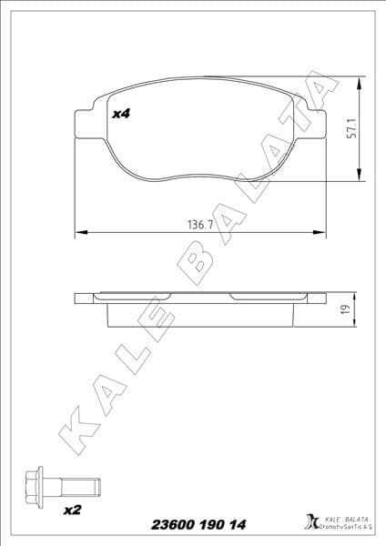 Ön Fren Balatası Peugeot P207 06> P307 00> Partner 03> Citroen Berlingo 00> C3 02> C4 04> Xsara 00> Fiat Doblo 01>