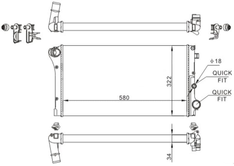 Radyatör Mechanical MT 580 322 34 Panda 1.3 MJTD 03 617847