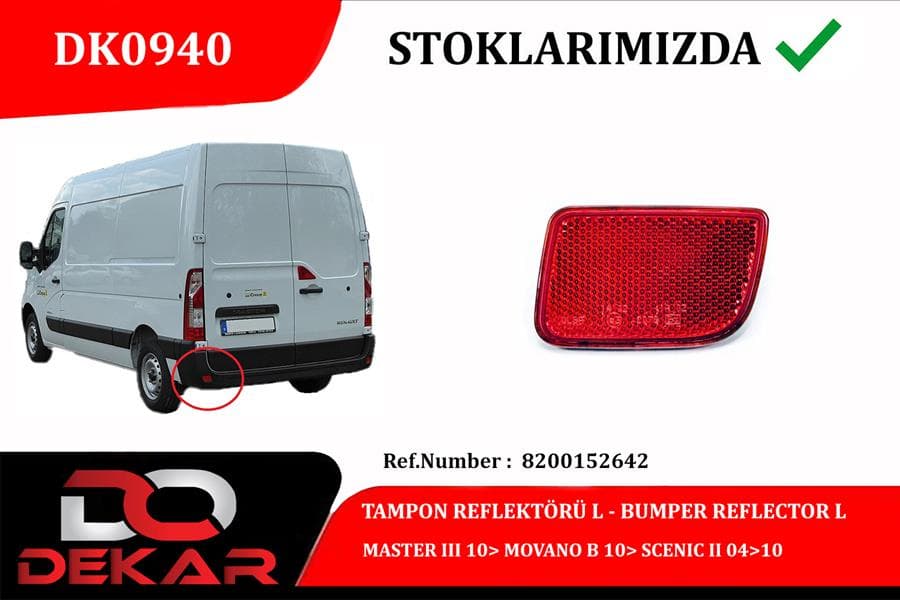 Tampon Reflektörü L Master III 10> Movano B 10> Scenic II 04>10