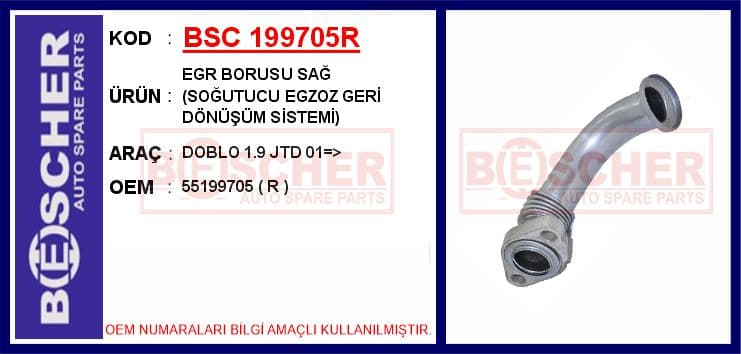 Egr Borusu Sağ Soğutucu Egzoz Geri Dönüşüm Sistemi Doblo 1.9 JTD 01 >