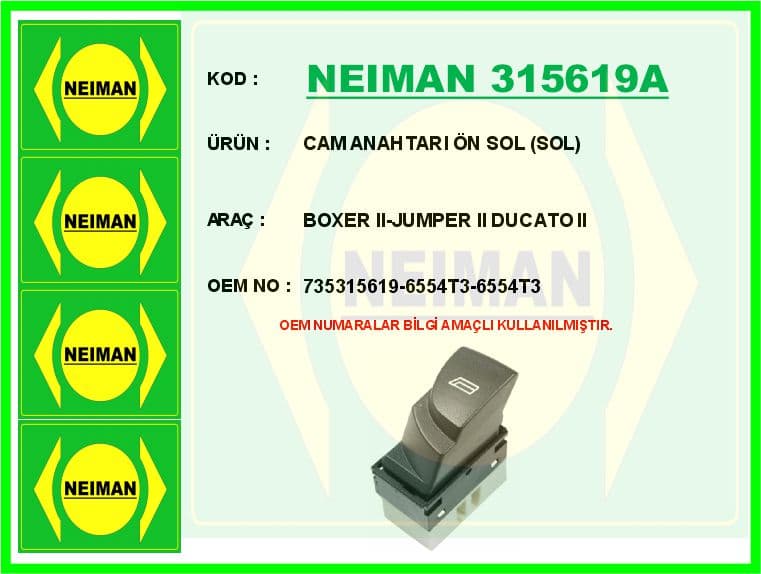 Cam Anahtarı Ön Sol Sol Boxer II-Jumper II Ducato II