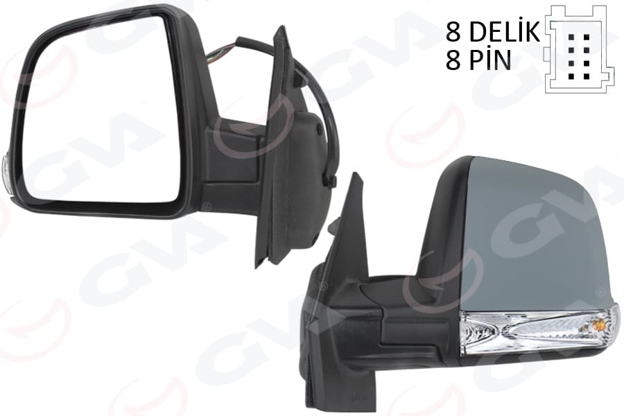 Diş Dikiz Aynasi Elektrikli Sol Doblo III 2011 MD. Sinyalli Katlanir / Power Flok Astarli 8 Fiş