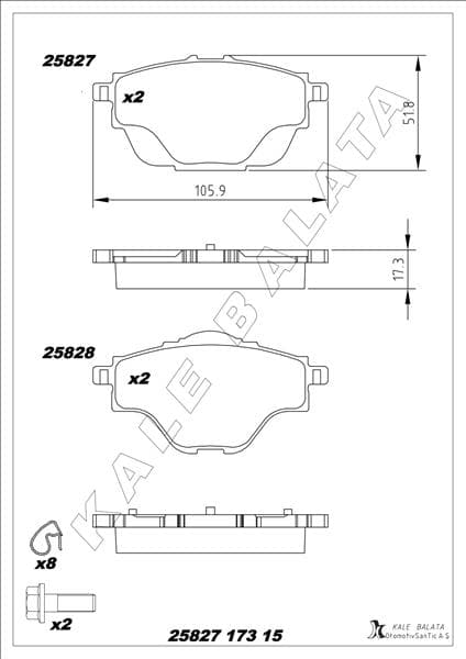 Arka Fren Balatası Astra L-Grandland-C4 Grand/spacetourer-C5 Aircross-P508-P5008-P308-P3008-DS4-DS7 290mm