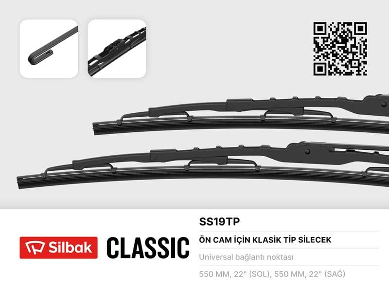 Silecek Süpürgesi 550MM Berlingo-Partner <-08 Boxer-Jumper-Ducato <-06 P206-P306-Xsara-P406 Sprinter -VW LT ST -Transit T12-T15 91>00 Mondeo III 00>07 Fiesta IV 01>08 Fusion 01>12 Focus 98>04