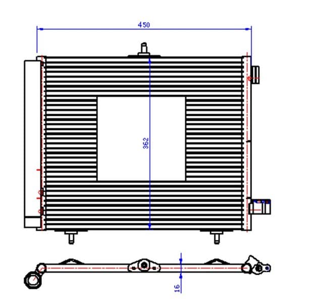 Kondenser P207-P208-P1007-P2008 05 >-C2-C3-C3 II 03>DS 3 14> 1.4 1.6HDI Kurutucu İle Al/al 420X371X1 6
