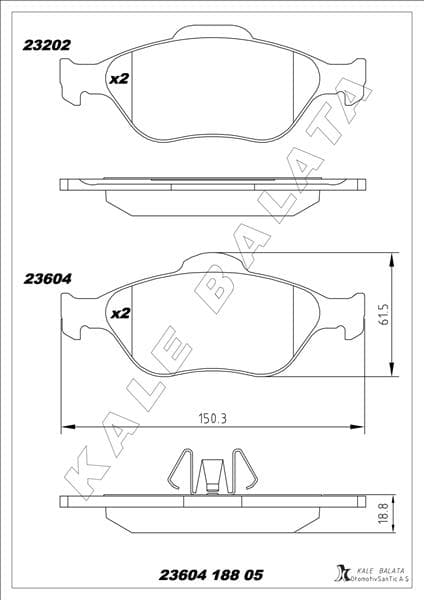 Ön Balata Fiesta 1.4TDCİ Absli 00 > Fusion 02 > Mazda 121 96 > Mazda 2 03> GDB1419