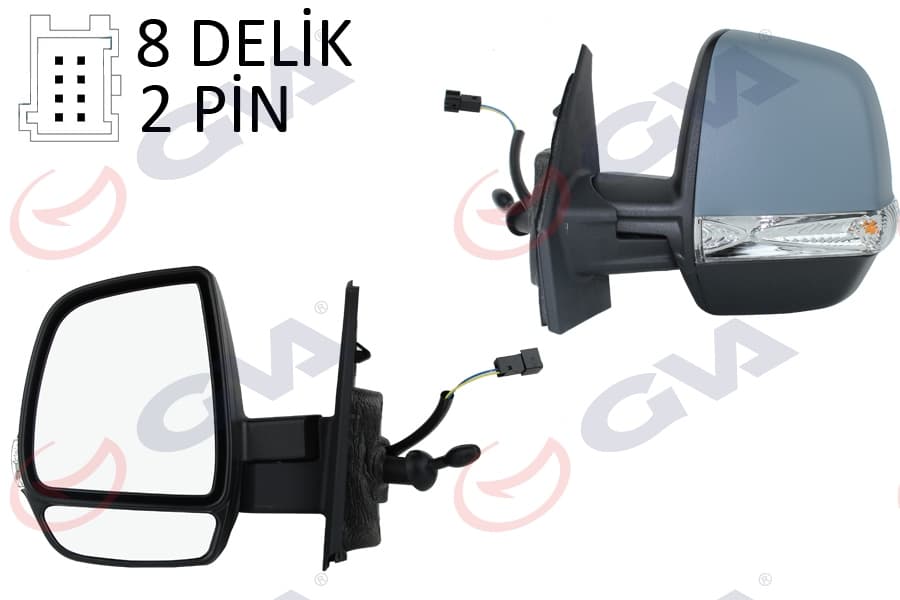 Diş Dikiz Aynasi Sol Doblo 11> Opel Combo 12>18 Mekanik Sinyalli Astarli Çift Cam Konveks VM-669PL