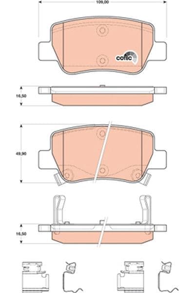 Arka Fren Balata Toyota Avensis 1.6L 1ZRFAE ZRT270 Benzinli 09-> / 2.0L 1AZFSE AZT270 Benzinli 09-> / 2.0L 1CDFTV ADT270 Dizel 09->