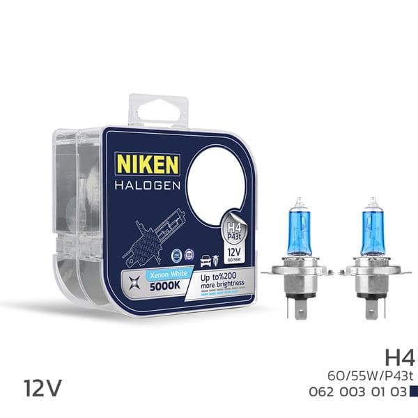 Niken 12V H4 60/55W Beyaz İşik Ampul P43t 5000K