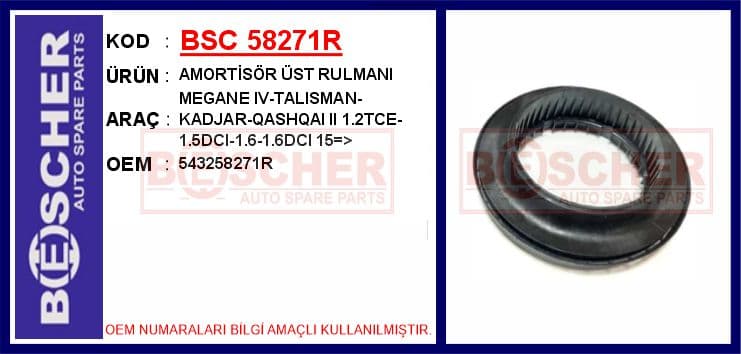 Amortisör Üst Rulmanı Megane IV-Talisman-Kadjar-Qashqai II 1.2TCE-1.5DCI-1.6-1.6DCI 15 >