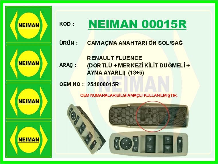 Cam Açma Anahtarı Ön Sol/sağ Renault Fluence Dörtlü Merkezi Kilit Düğmeli Ayna Ayarli 13 6
